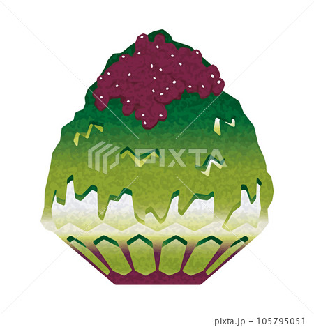 宇治金時のかき氷イラスト_和紙風 宇治金時のかき氷イラスト_和紙風 105795051