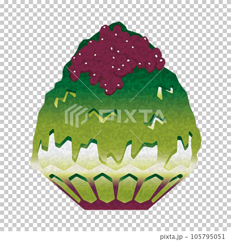 宇治金時のかき氷イラスト_和紙風 宇治金時のかき氷イラスト_和紙風 105795051