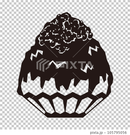 小豆かき氷シルエットイラスト_ステンシル 105795056