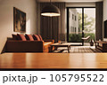 Table top with Blurred sofa Home interior decoration 105795522