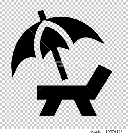 代表暑假、沙灘傘的填充風格圖標 105795924