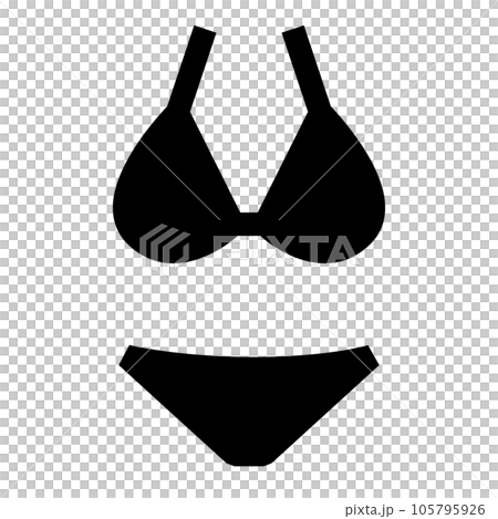 代表暑假、泳裝和比基尼的填充風格圖標 105795926