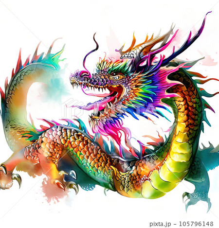 ドラゴンのイラスト B4サイズ orient dragon with curve paperのイラスト素材 [105796148] - PIXTA