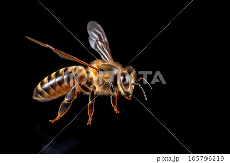 飛行するミツバチ、黒背景のイラスト素材 [105796219] - PIXTA