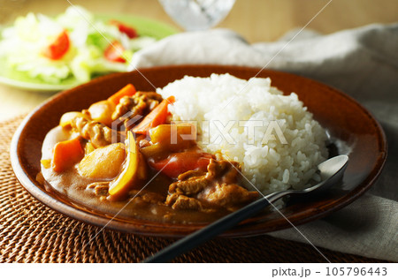 ポークカレーと野菜サラダ 105796443