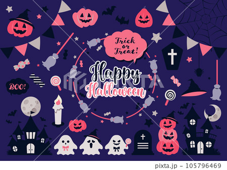 ハロウィン　イラストセット　ゴシック 105796469