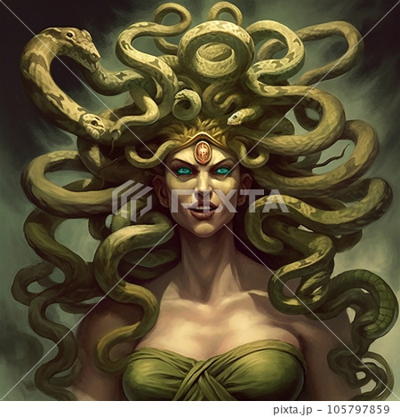 Medusa Gorgon Mythological Greek Roman Snake Woman Monster Stock Vector -  Illustration of strong, petrified: 89682862