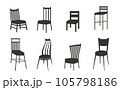 Chair SVG, Chairs silhouettes vector illustration. Bar stool icons set cartoon vector. Chair bench. Doodle icons collection in vector. 105798186