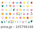 Botanical drawing. Various romantic flower and leaf illustrations. Vector illustration EPS 10. 105798188