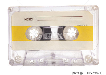 Close up of retro audio cassette tape,isolated on white background 105798219