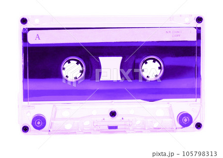 Vintage audio cassette in violet color Side A Vintage audio cassette in violet color Side A 105798313