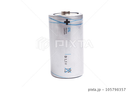 New D salt batteries isolated on white. English translation 105798357