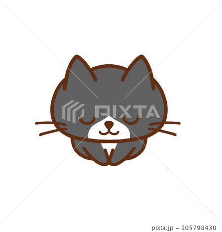 座ってお辞儀をするハチワレ黒猫 105798430