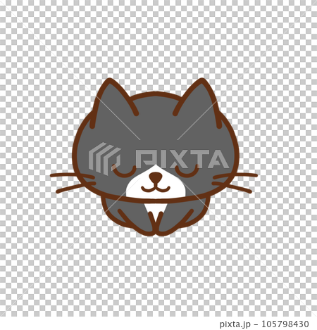 座ってお辞儀をするハチワレ黒猫 105798430