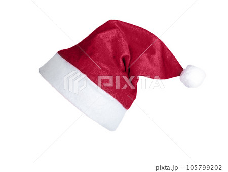 Santa Claus hat, red cap with fur for Christmas, winter holiday, isolated on white background 105799202