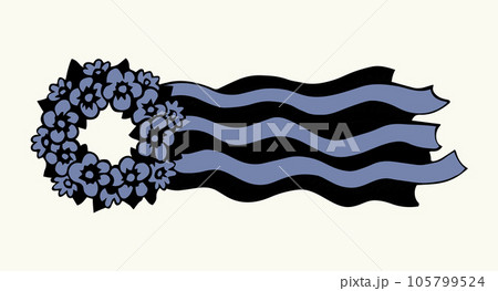 Ukrainian wreath with ribbons. Vector drawing 105799524