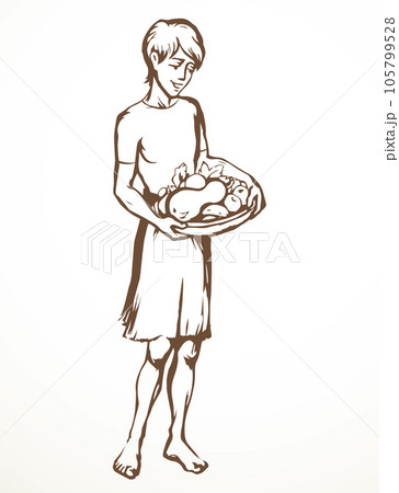 Ancient servant boy. Vector drawing Ancient servant boy. Vector drawing 105799528