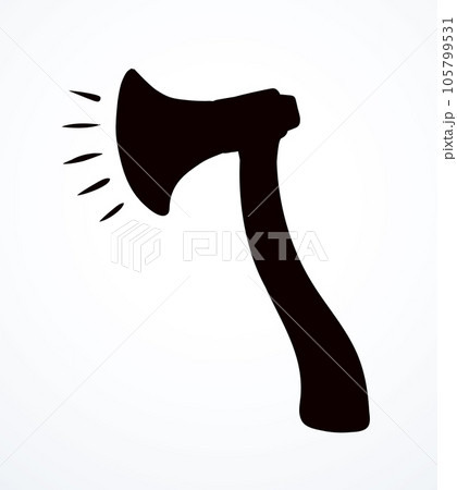 Loudspeaker in the shape of an axe. Concept of hurtful phrases 105799531