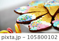 Candy bar on children's birthday. close-up, multi-colored lollipops, sweets, biscuit, cupcakes, sweet decoration for children's parties and children's anniversaries. 105800102