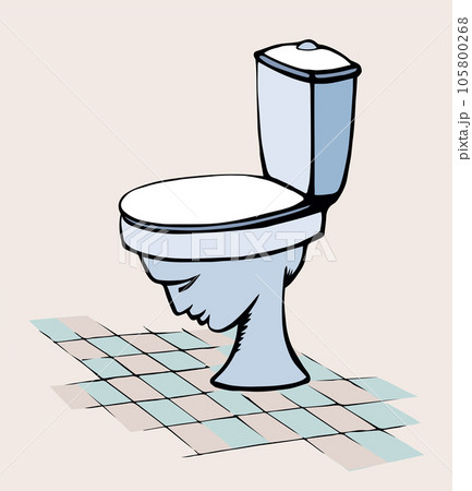 Toilet bowl in the shape of a human head. Vector drawing Toilet bowl in the shape of a human head. Vector drawing 105800268