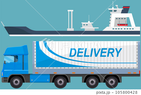 Truck for delivery of goods in warehouse of enterprise. Freight transport in storage with boxes Truck for delivery of goods in warehouse of enterprise. Freight transport in storage with boxes 105800428