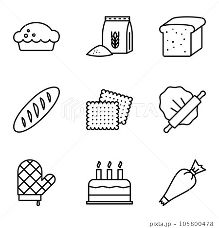 Baking editable stroke icon set. 105800478
