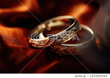 Close-up macro shot of wedding rings, detailed jewelry. Close-up macro shot of wedding rings, detailed jewelry. 105800569