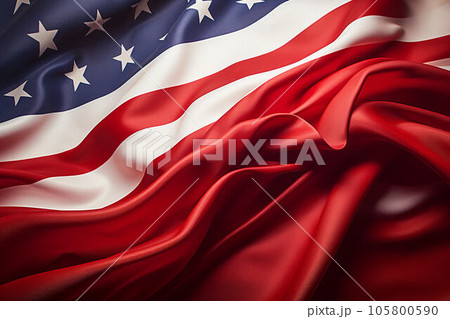 Close-up shot of the USA flag waving in the wind. Close-up shot of the USA flag waving in the wind. 105800590