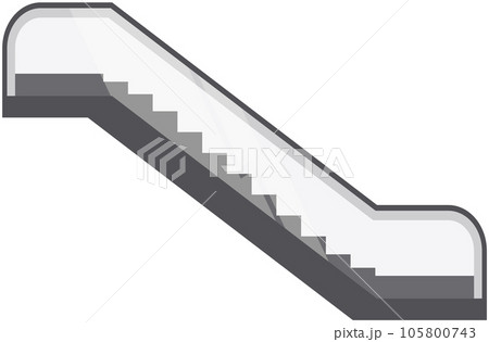 Modern architecture stair, lift and elevator. Escalator, mobile ladder for transporting people 105800743