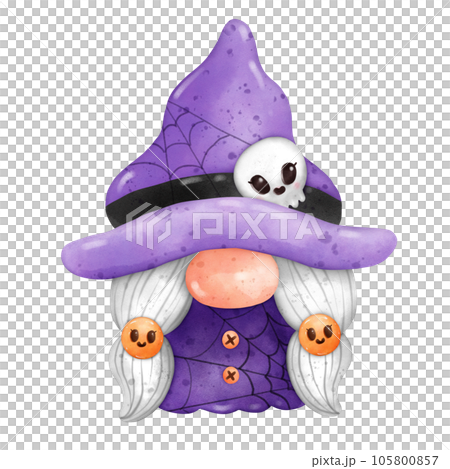 Gnome Halloween Watercolor clipart Gnome Witch Pumpkin Spooky cartoon character with a broom and a hat Hand Drawn Gnome Halloween Watercolor clipart Gnome Witch Pumpkin Spooky cartoon character with a broom and a hat Hand Drawn 105800857