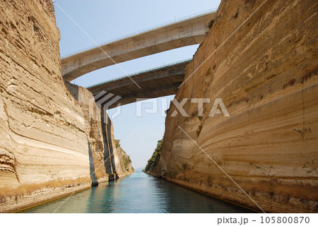 Famous Corinth channel between two seas Famous Corinth channel between two seas 105800870
