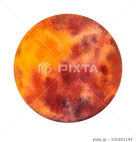 Mars red planet solar system. Cosmos space clipart . Hand draw watercolor illustration isolated on white background. Design element postcard, poster, logo Mars red planet solar system. Cosmos space clipart . Hand draw watercolor illustration isolated on white background. Design element postcard, poster, logo 105801195