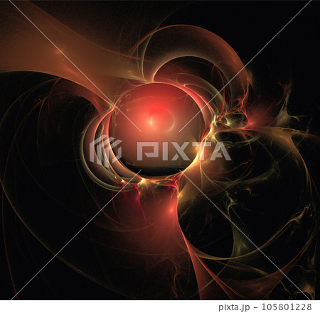 abstract yellow-orange drawing linear on a black background, wallpaper, design 105801228