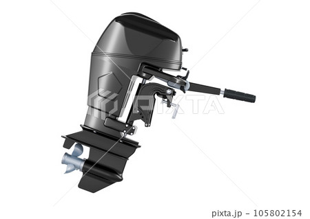 Outboard motor, boat engine. 3D rendering 105802154