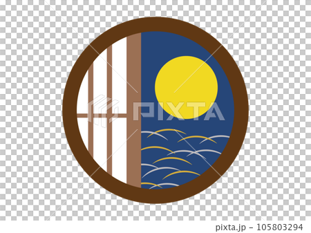 透過圓窗看到的月亮插畫 105803294