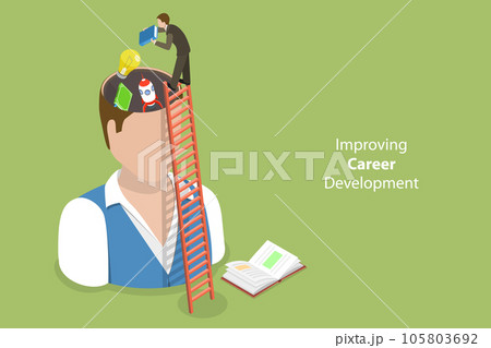 3D Isometric Flat Vector Conceptual Illustration of Improving Career Development 105803692