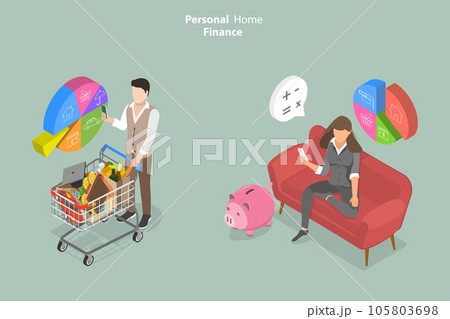 3D Isometric Flat Vector Conceptual Illustration of Personal Home Finance 3D Isometric Flat Vector Conceptual Illustration of Personal Home Finance 105803698