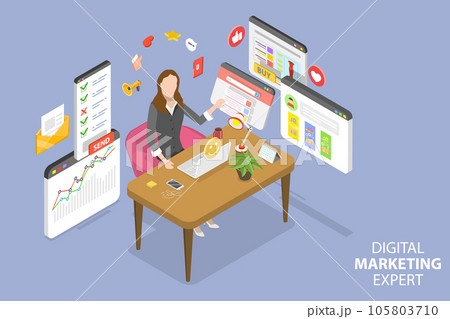 3D Isometric Flat Vector Conceptual Illustration of Digital Marketing Expert 3D Isometric Flat Vector Conceptual Illustration of Digital Marketing Expert 105803710