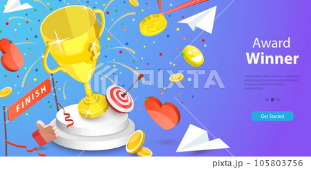 3D Vector Conceptual Illustration of Award Winner 3D Vector Conceptual Illustration of Award Winner 105803756
