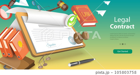 3D Vector Conceptual Illustration of Legal Contract Signing 105803758
