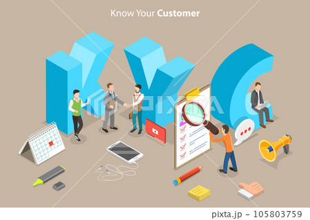 3D Isometric Flat Vector Conceptual Illustration of Know Your Customer 105803759