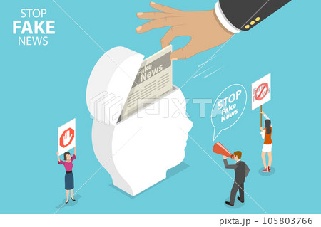 3D Isometric Flat Vector Conceptual Illustration of Stop Fake News 3D Isometric Flat Vector Conceptual Illustration of Stop Fake News 105803766