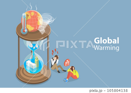 3D Isometric Flat Vector Conceptual Illustration of Global Warming 105804138