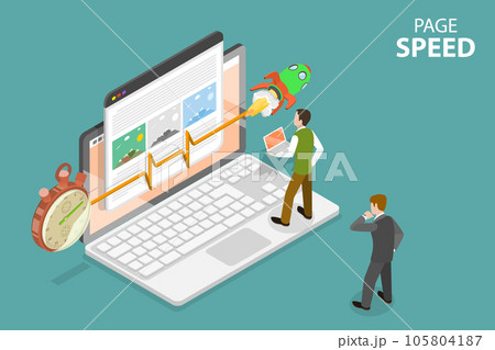 3D Isometric Flat Vector Conceptual Illustration of Page Speed 105804187