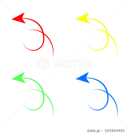 輪郭が白い、クルッと一回転した矢印 105804483