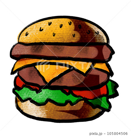 The hamburger drawing image for fast food content. 105804506