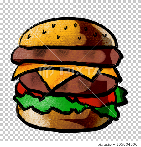 The hamburger drawing image for fast food content. The hamburger drawing image for fast food content. 105804506