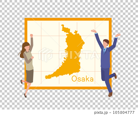 大阪府の地図を見て話すビジネスマン 105804777