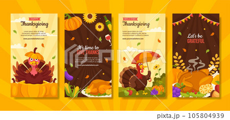 Happy Thanksgiving Social Media Stories Flat Cartoon Hand Drawn Templates Background Illustration Happy Thanksgiving Social Media Stories Flat Cartoon Hand Drawn Templates Background Illustration 105804939
