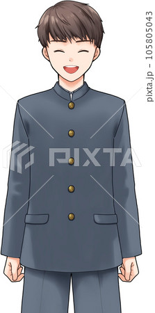 口を開けてにっこり笑う男子学生 口を開けてにっこり笑う男子学生 105805043